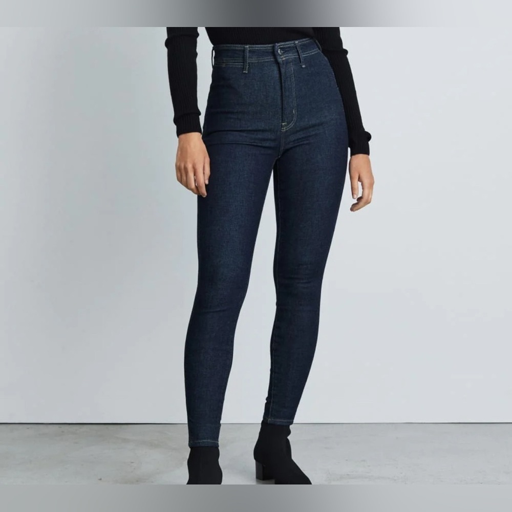 Everlane Women's The Way-High Skinny Jeans Size 27 Regular Clean Front Dark Blue